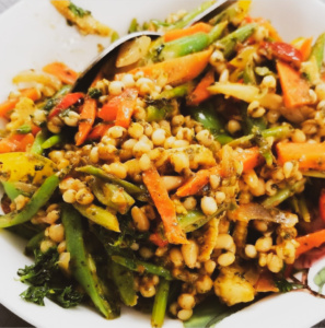 Schezwan Hot Barley Salad Recipe